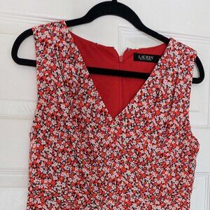 Lauren Ralph Lauren Red Floral Sleeveless Fit & Flare Dress